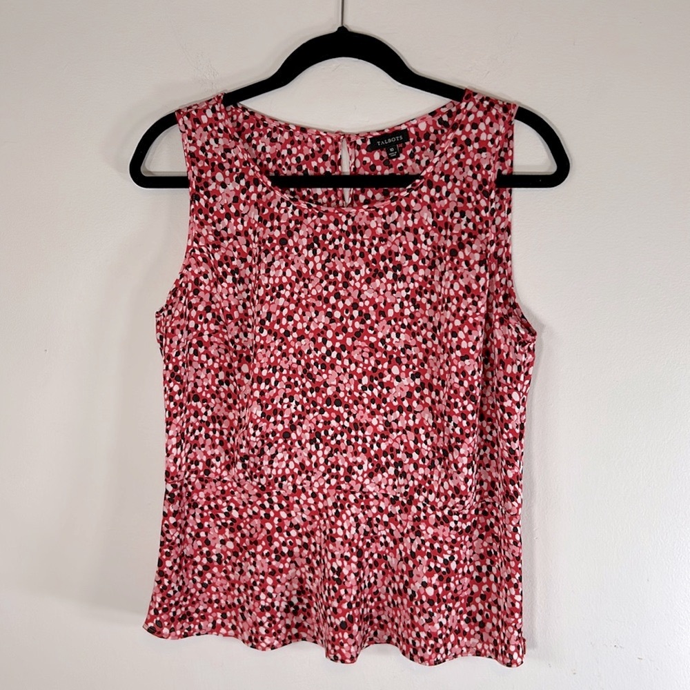 Talbots Sleeveless Side Zip Feminine Womens Size 10 Peplum Hemline Red Blouse